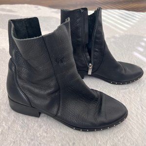 Topshop Authentic Leather Ankle Boot Silver Stud